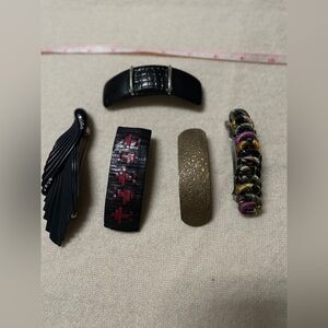 Vtg 80's/ 90’s Hair Barrettes Clip Lot 5 Retro France Unmarked